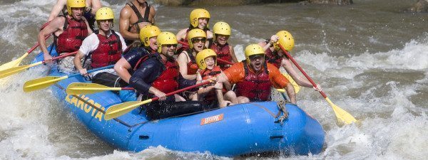 Colorado whitewater rafting and zipline adventures along I-70: Hot springs package deals