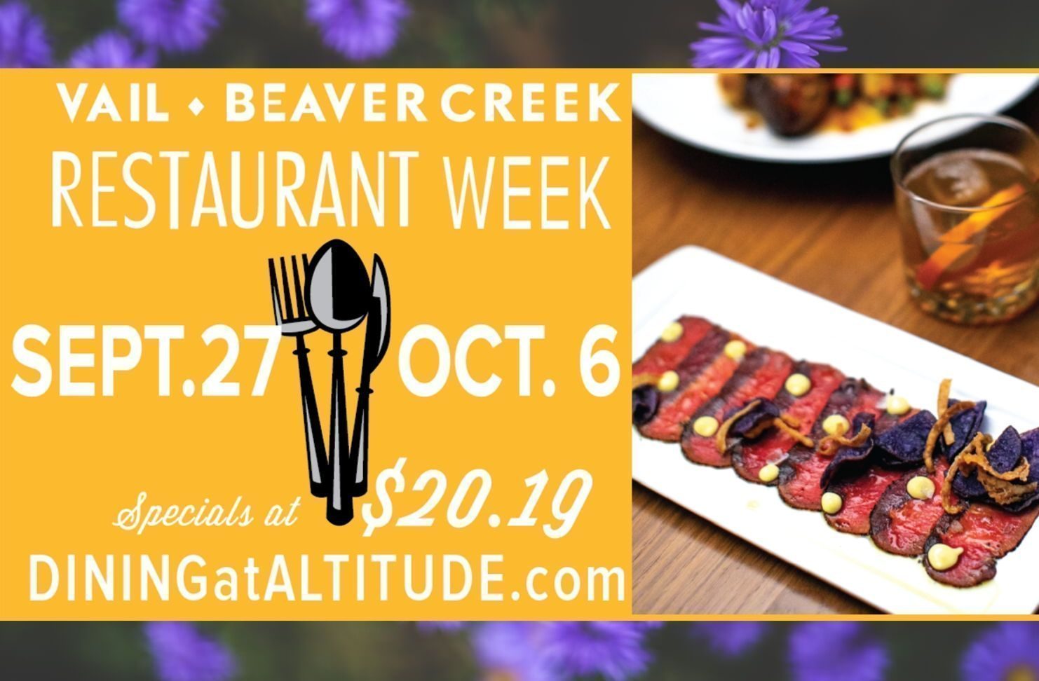 VAIL BEAVER CREEK RESTAURANT WEEK Sept 27 October 6 KSKE Ski